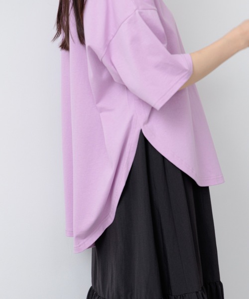 yuw（ユウ）の「ラウンドルーズＴee　294530（Tシャツ/カットソー・レディース・グレー/オフホワイト/ピンク/ブルー/ブラック/バーガンディー/ピンク系その他・FREE）」の22枚目の写真