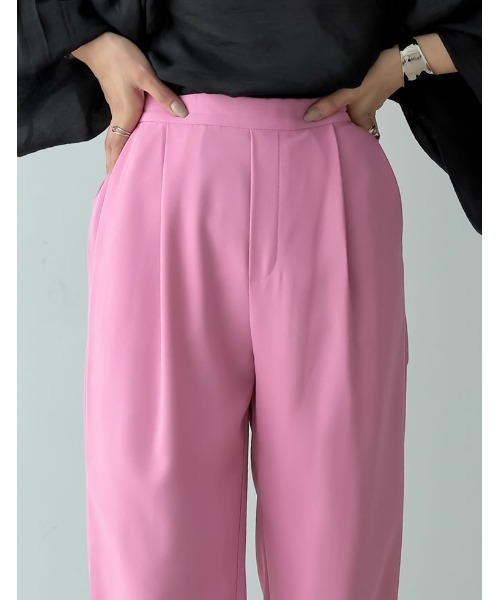 Re:EDIT（リエディ）の「[新サイズ追加][低身長/高身長/大きいサイズ有][洗濯機で洗える]ジョーゼットフロントタックジョガーパンツ（その他パンツ・レディース・ブラック/パープル/グリーン/ピンク/グレー/アイボリー・SMALL/MEDIUM/LARGE/SHORT/TALL/X-LARGE）」の7枚目の写真