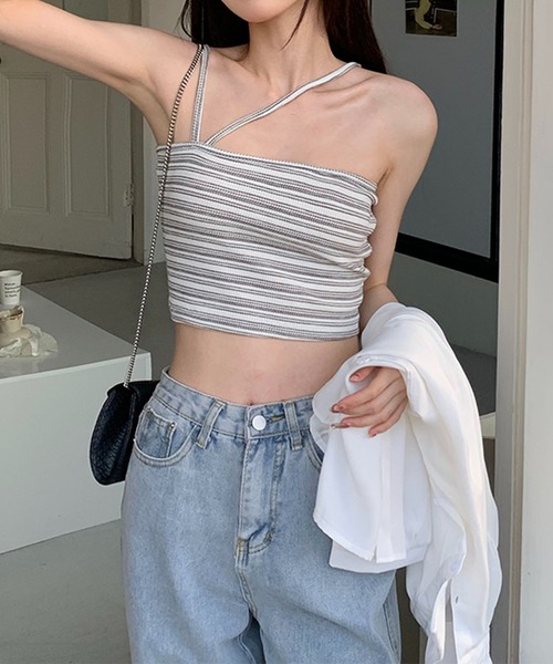 me+em select（ミームセレクト）の「【 セットアイテム 】サテンビッグシャツ＆クロスストラップショートキャミソール　SET（シャツ/ブラウス・レディース・ホワイト/スモークピンク/ベージュ/ブルー・FREE）」の15枚目の写真