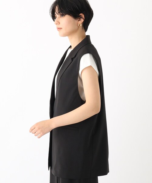 OPAQUE.CLIP（オペークドットクリップ）の「◆ウーリッシュトロピカル テーラードジレ【WEB限定カラー】（ベスト・レディース・ブラック/ライトベージュ/ブルー系7・00）」の16枚目の写真