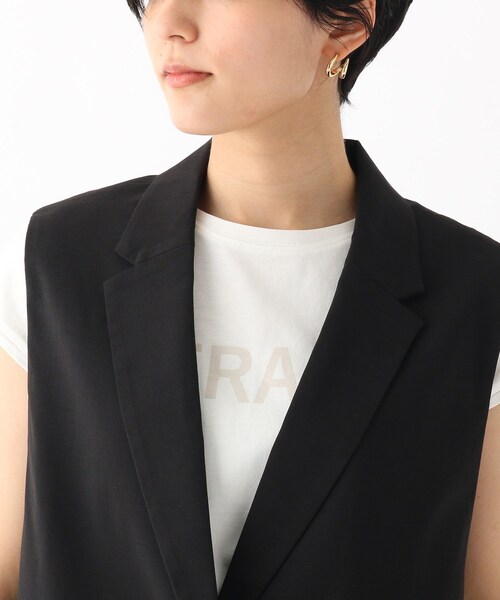 OPAQUE.CLIP（オペークドットクリップ）の「◆ウーリッシュトロピカル テーラードジレ【WEB限定カラー】（ベスト・レディース・ブラック/ライトベージュ/ブルー系7・00）」の12枚目の写真