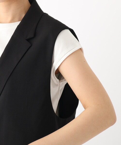 OPAQUE.CLIP（オペークドットクリップ）の「◆ウーリッシュトロピカル テーラードジレ【WEB限定カラー】（ベスト・レディース・ブラック/ライトベージュ/ブルー系7・00）」の14枚目の写真