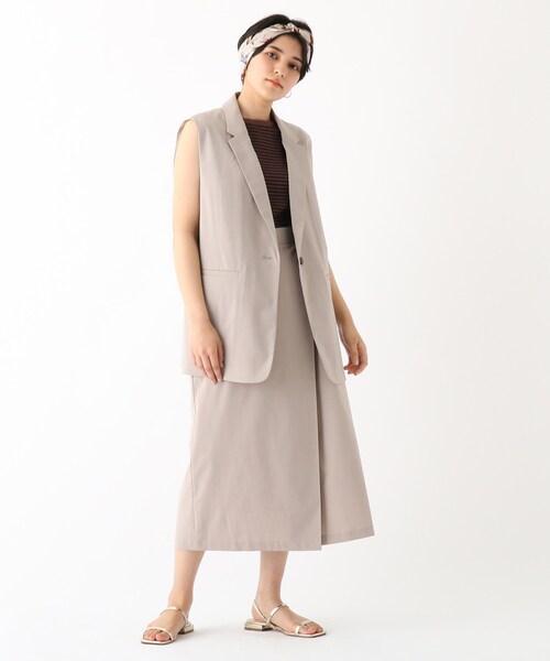 OPAQUE.CLIP（オペークドットクリップ）の「◆ウーリッシュトロピカル テーラードジレ【WEB限定カラー】（ベスト・レディース・ブラック/ライトベージュ/ブルー系7・00）」の5枚目の写真