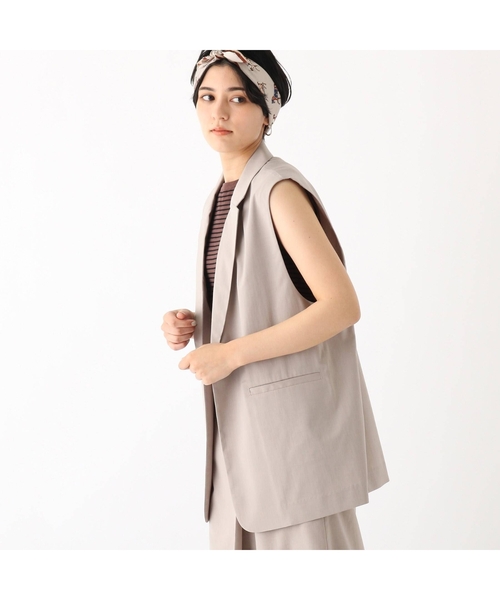 OPAQUE.CLIP（オペークドットクリップ）の「◆ウーリッシュトロピカル テーラードジレ【WEB限定カラー】（ベスト・レディース・ブラック/ライトベージュ/ブルー系7・00）」の18枚目の写真