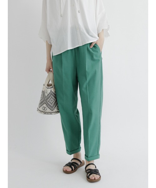 Samansa Mos2 blue（サマンサモスモスブルー）の「クロップドテーパードパンツ（その他パンツ・レディース・グリーン/ベージュ/ライトベージュ・ﾌﾘ-）」の3枚目の写真