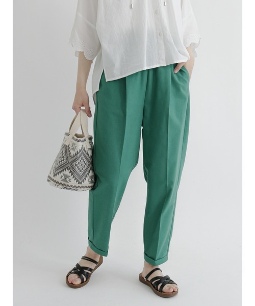 Samansa Mos2 blue（サマンサモスモスブルー）の「クロップドテーパードパンツ（その他パンツ・レディース・グリーン/ベージュ/ライトベージュ・ﾌﾘ-）」の6枚目の写真