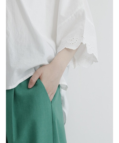 Samansa Mos2 blue（サマンサモスモスブルー）の「クロップドテーパードパンツ（その他パンツ・レディース・グリーン/ベージュ/ライトベージュ・ﾌﾘ-）」の8枚目の写真