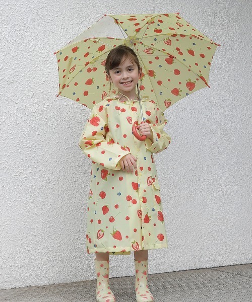 Ribbon hakka kid's（リボンハッカキッズ）の「ベリーチェリープリント傘（長傘・キッズ・イエロー・L/S/M）」の3枚目の写真