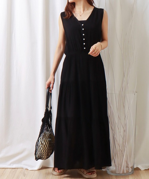 libelle more（リベル モア）の「シアー楊柳ノースリティアードワンピース（ワンピース・レディース・グレイッシュベージュ/ブラック/ライトカーキ・L/M）」の2枚目の写真