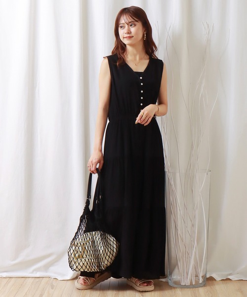 libelle more（リベル モア）の「シアー楊柳ノースリティアードワンピース（ワンピース・レディース・グレイッシュベージュ/ブラック/ライトカーキ・L/M）」の4枚目の写真