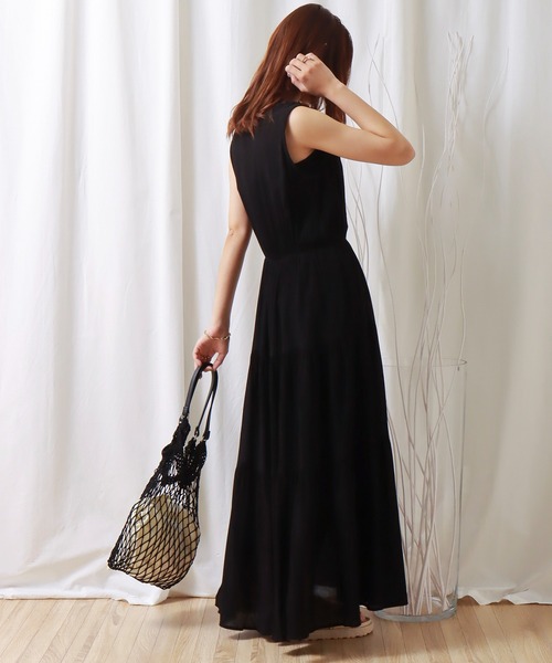 libelle more（リベル モア）の「シアー楊柳ノースリティアードワンピース（ワンピース・レディース・グレイッシュベージュ/ブラック/ライトカーキ・L/M）」の13枚目の写真