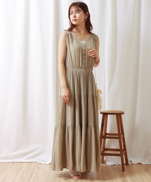 libelle more（リベル モア）の「シアー楊柳ノースリティアードワンピース（ワンピース・レディース・グレイッシュベージュ/ブラック/ライトカーキ・L/M）」の22枚目の写真