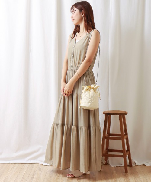 libelle more（リベル モア）の「シアー楊柳ノースリティアードワンピース（ワンピース・レディース・グレイッシュベージュ/ブラック/ライトカーキ・L/M）」の10枚目の写真