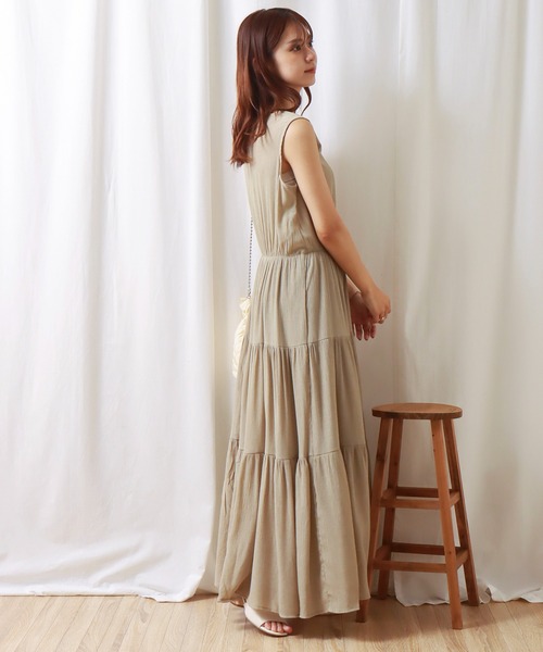 libelle more（リベル モア）の「シアー楊柳ノースリティアードワンピース（ワンピース・レディース・グレイッシュベージュ/ブラック/ライトカーキ・L/M）」の18枚目の写真