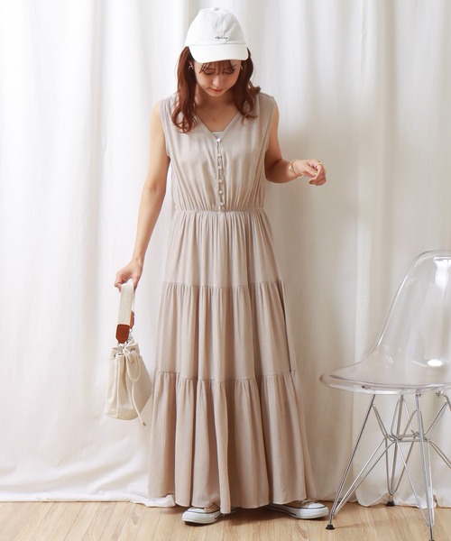 libelle more（リベル モア）の「シアー楊柳ノースリティアードワンピース（ワンピース・レディース・グレイッシュベージュ/ブラック/ライトカーキ・L/M）」の11枚目の写真