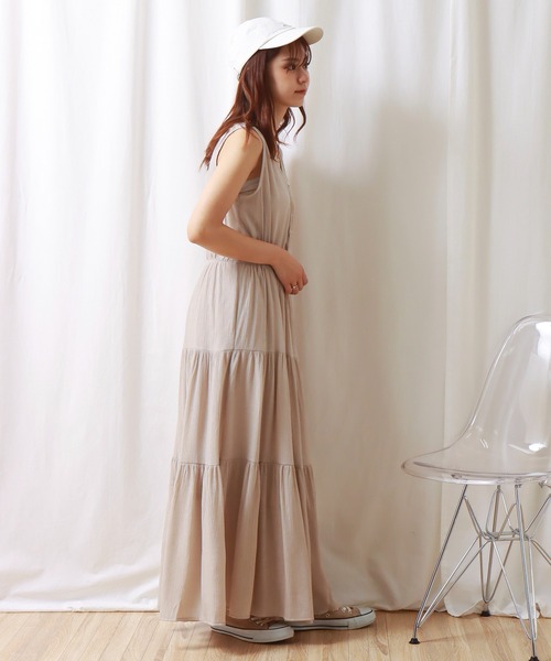 libelle more（リベル モア）の「シアー楊柳ノースリティアードワンピース（ワンピース・レディース・グレイッシュベージュ/ブラック/ライトカーキ・L/M）」の19枚目の写真