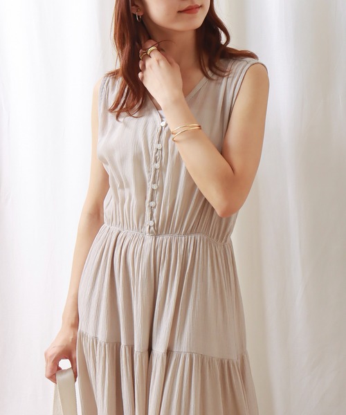 libelle more（リベル モア）の「シアー楊柳ノースリティアードワンピース（ワンピース・レディース・グレイッシュベージュ/ブラック/ライトカーキ・L/M）」の7枚目の写真