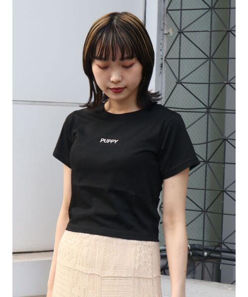 merry jenny（メリージェニー）の「puppyラインストーンtee（Tシャツ/カットソー・レディース・ブラック/ベージュ/オフホワイト・FREE）」の5枚目の写真
