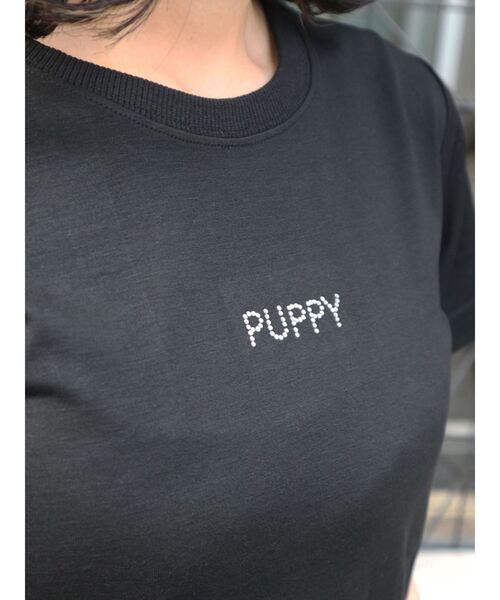 merry jenny（メリージェニー）の「puppyラインストーンtee（Tシャツ/カットソー・レディース・ブラック/ベージュ/オフホワイト・FREE）」の6枚目の写真