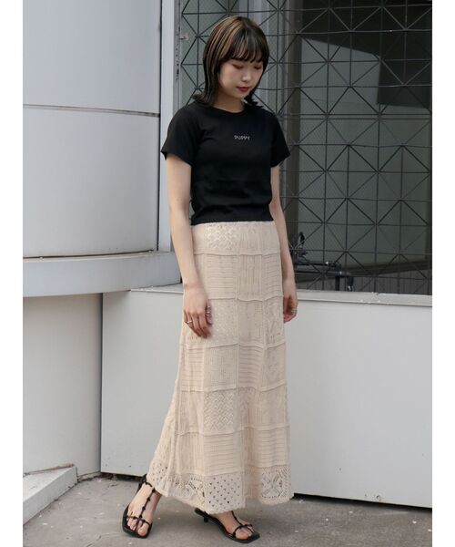 merry jenny（メリージェニー）の「puppyラインストーンtee（Tシャツ/カットソー・レディース・ブラック/ベージュ/オフホワイト・FREE）」の8枚目の写真