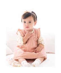 SLAPSLIPBABY/チェリー刺繍リボンデニムレースコットンブルマ付きワンピースベビー(70~80cm)