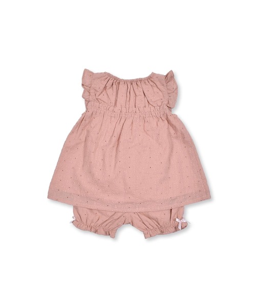 SLAP SLIP BABY（スラップスリップベビー）の「SLAPSLIPBABY/チェリー刺繍リボンデニムレースコットンブルマ付きワンピースベビー(70~80cm)（ワンピース・キッズ・ピンク/ブルー・ONESIZE）」の9枚目の写真