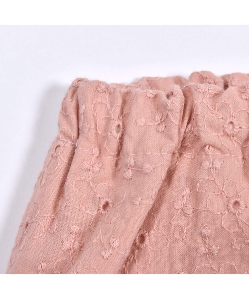 SLAP SLIP BABY（スラップスリップベビー）の「SLAPSLIPBABY/チェリー刺繍リボンデニムレースコットンブルマ付きワンピースベビー(70~80cm)（ワンピース・キッズ・ピンク/ブルー・ONESIZE）」の4枚目の写真