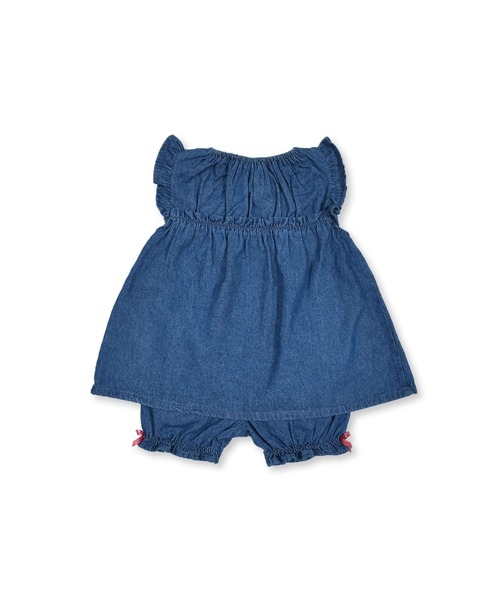 SLAP SLIP BABY（スラップスリップベビー）の「SLAPSLIPBABY/チェリー刺繍リボンデニムレースコットンブルマ付きワンピースベビー(70~80cm)（ワンピース・キッズ・ピンク/ブルー・ONESIZE）」の15枚目の写真