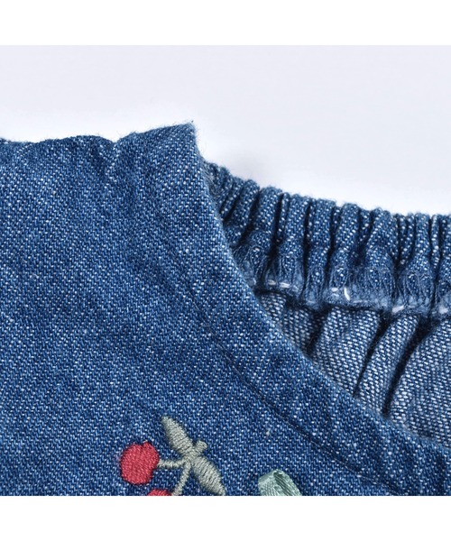 SLAP SLIP BABY（スラップスリップベビー）の「SLAPSLIPBABY/チェリー刺繍リボンデニムレースコットンブルマ付きワンピースベビー(70~80cm)（ワンピース・キッズ・ピンク/ブルー・ONESIZE）」の13枚目の写真