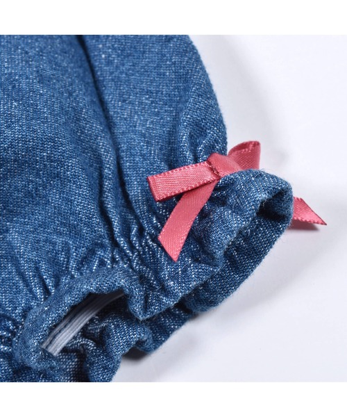 SLAP SLIP BABY（スラップスリップベビー）の「SLAPSLIPBABY/チェリー刺繍リボンデニムレースコットンブルマ付きワンピースベビー(70~80cm)（ワンピース・キッズ・ピンク/ブルー・ONESIZE）」の11枚目の写真