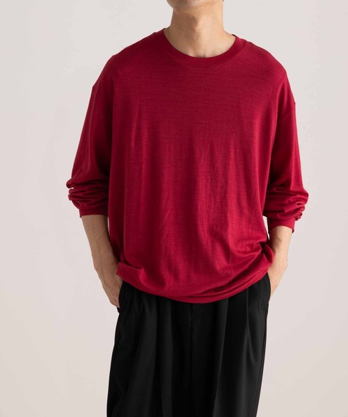 ADAM ET ROPE'(アダムエロペ)の「ウール天竺 クルーネック プルオーバー/イージーケア(ニット/セーター・メンズ・スミクロ/ブルー系その他4/オレンジ/ピンク系その他2/ブルー系その他5・L/M)」の1枚目の写真