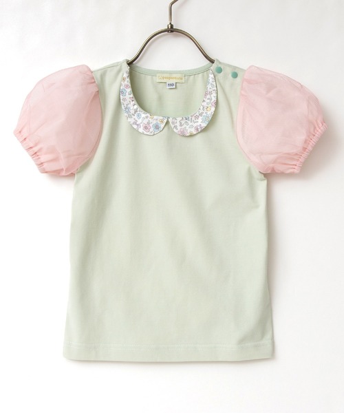 panpantutu(パンパンチュチュ)の「おすましカラーパフスリーブトップ(140・150cm)(Tシャツ/カットソー・キッズ・スモークピンク/ラベンダー/ミント・140cm/150cm)」の1枚目の写真