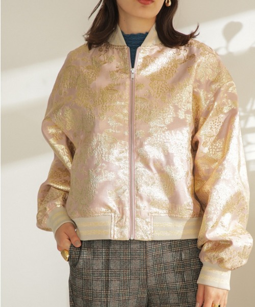 OKIRAKU(オキラク)の「(OKIRAKU×ROSE BUD)ライン リブ シャイニーブルゾン(ブルゾン・レディース・ブラック/ピンク・ONE SIZE)」の9枚目の写真