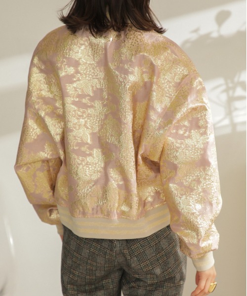 OKIRAKU(オキラク)の「(OKIRAKU×ROSE BUD)ライン リブ シャイニーブルゾン(ブルゾン・レディース・ブラック/ピンク・ONE SIZE)」の11枚目の写真