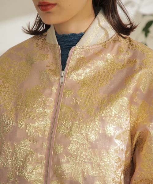 OKIRAKU(オキラク)の「(OKIRAKU×ROSE BUD)ライン リブ シャイニーブルゾン(ブルゾン・レディース・ブラック/ピンク・ONE SIZE)」の12枚目の写真