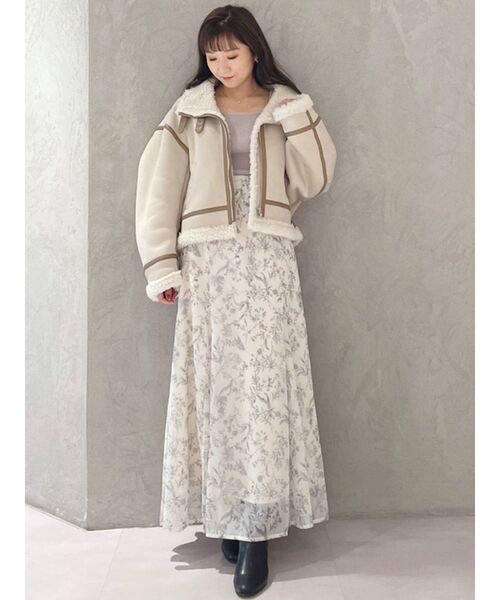 MERCURYDUO（マーキュリーデュオ）の「ボタニカルフラワーマーメイドフレアスカート（スカート・レディース・アイボリー/ブラウン/ベージュ・SMALL/MEDIUM）」の7枚目の写真