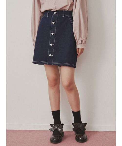 merry jenny（メリージェニー）の「デニムフリルポケットミニスカート（スカート・レディース・ブラック/インディゴブルー・FREE）」の12枚目の写真