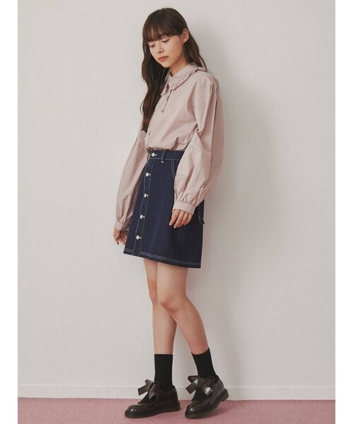 merry jenny（メリージェニー）の「デニムフリルポケットミニスカート（スカート・レディース・ブラック/インディゴブルー・FREE）」の18枚目の写真