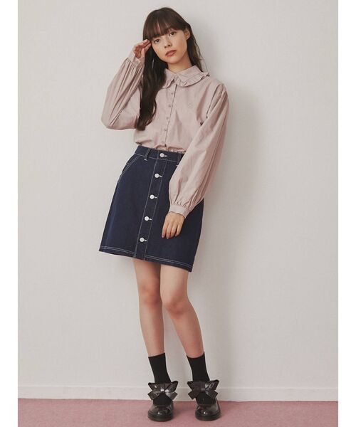 merry jenny（メリージェニー）の「デニムフリルポケットミニスカート（スカート・レディース・ブラック/インディゴブルー・FREE）」の13枚目の写真
