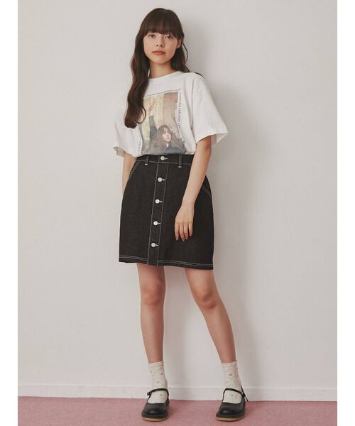 merry jenny（メリージェニー）の「デニムフリルポケットミニスカート（スカート・レディース・ブラック/インディゴブルー・FREE）」の4枚目の写真