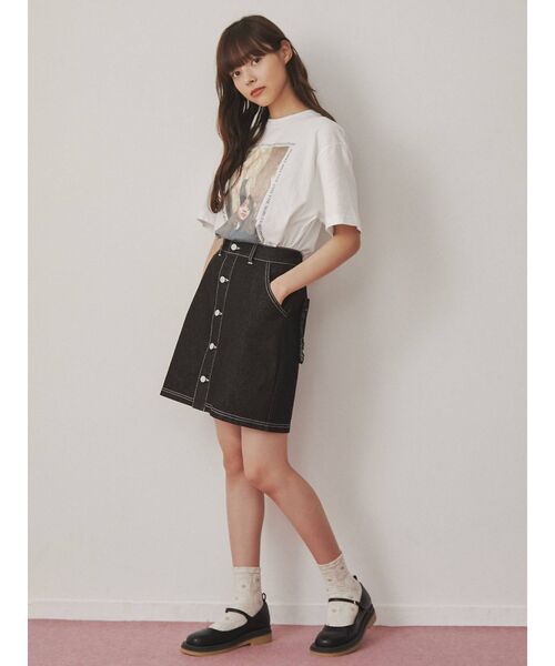 merry jenny（メリージェニー）の「デニムフリルポケットミニスカート（スカート・レディース・ブラック/インディゴブルー・FREE）」の21枚目の写真