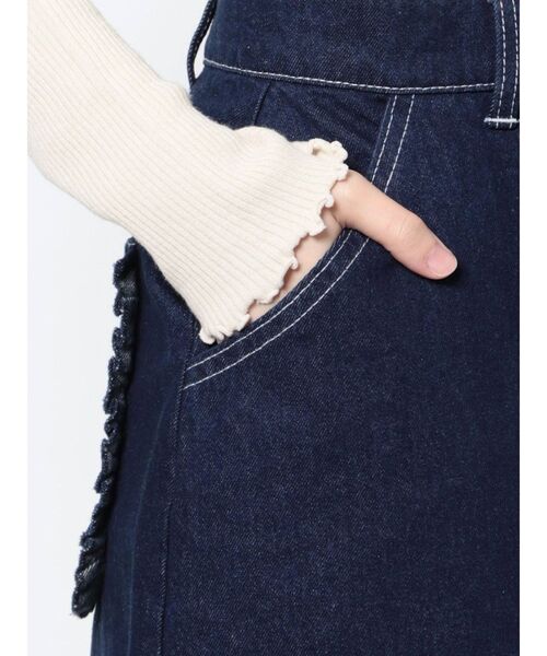 merry jenny（メリージェニー）の「デニムフリルポケットミニスカート（スカート・レディース・ブラック/インディゴブルー・FREE）」の5枚目の写真