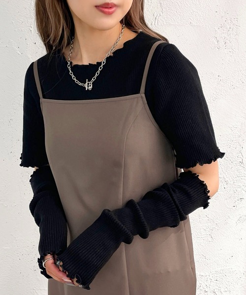 apres jour mignon（アプレジュールミニョン）の「リブニットアームウォーマーセット【ZOZOTOWN限定アイテム】（ニット/セーター・レディース・ダークグリーン/ブラック/パープル/ベージュ・フリー/X-LARGE）」の6枚目の写真