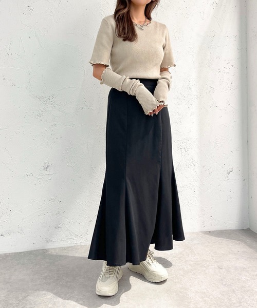 apres jour mignon（アプレジュールミニョン）の「リブニットアームウォーマーセット【ZOZOTOWN限定アイテム】（ニット/セーター・レディース・ダークグリーン/ブラック/パープル/ベージュ・フリー/X-LARGE）」の14枚目の写真