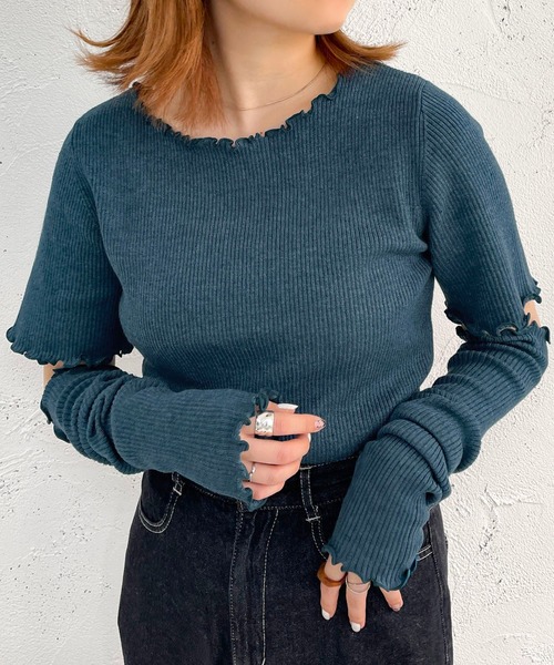 apres jour mignon（アプレジュールミニョン）の「リブニットアームウォーマーセット【ZOZOTOWN限定アイテム】（ニット/セーター・レディース・ダークグリーン/ブラック/パープル/ベージュ・フリー/X-LARGE）」の17枚目の写真