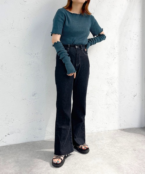 apres jour mignon（アプレジュールミニョン）の「リブニットアームウォーマーセット【ZOZOTOWN限定アイテム】（ニット/セーター・レディース・ダークグリーン/ブラック/パープル/ベージュ・フリー/X-LARGE）」の20枚目の写真