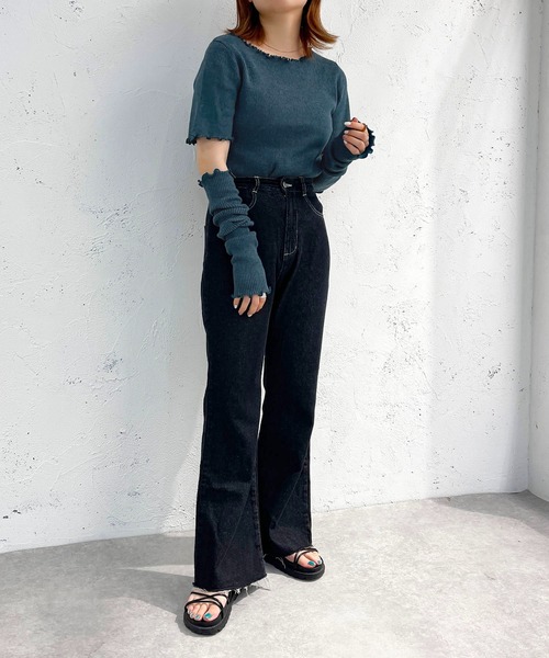 apres jour mignon（アプレジュールミニョン）の「リブニットアームウォーマーセット【ZOZOTOWN限定アイテム】（ニット/セーター・レディース・ダークグリーン/ブラック/パープル/ベージュ・フリー/X-LARGE）」の21枚目の写真