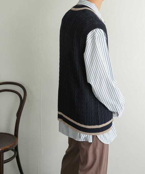 SENSE OF PLACE by URBAN RESEARCH（センスオブプレイスバイアーバンリサーチ）の「『別注』『ユニセックス』TeddyBear×SOP　テディベアチルデンニットベスト（ベスト・メンズ・ネイビー/アイボリー・LARGE/MEDIUM）」の12枚目の写真