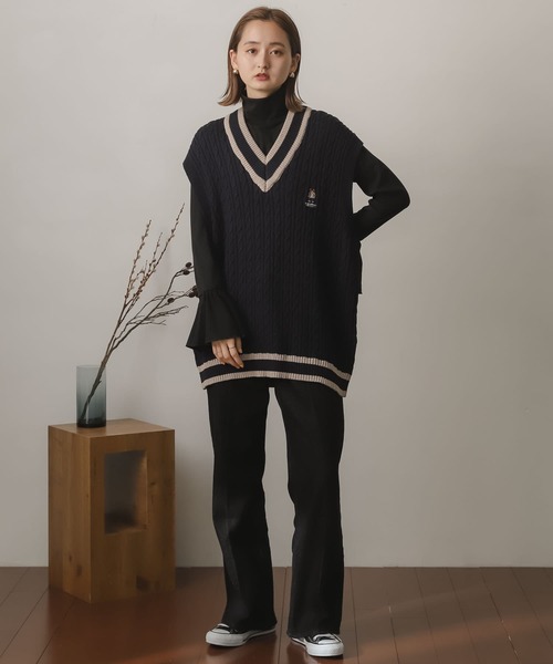 SENSE OF PLACE by URBAN RESEARCH（センスオブプレイスバイアーバンリサーチ）の「『別注』『ユニセックス』TeddyBear×SOP　テディベアチルデンニットベスト（ベスト・メンズ・ネイビー/アイボリー・LARGE/MEDIUM）」の16枚目の写真