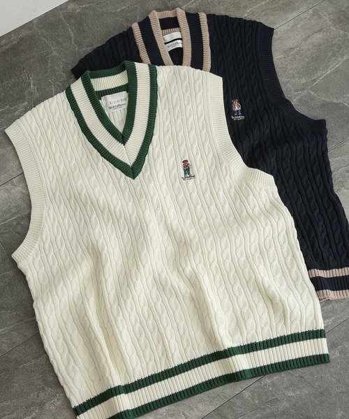 SENSE OF PLACE by URBAN RESEARCH（センスオブプレイスバイアーバンリサーチ）の「『別注』『ユニセックス』TeddyBear×SOP　テディベアチルデンニットベスト（ベスト・メンズ・ネイビー/アイボリー・LARGE/MEDIUM）」の17枚目の写真